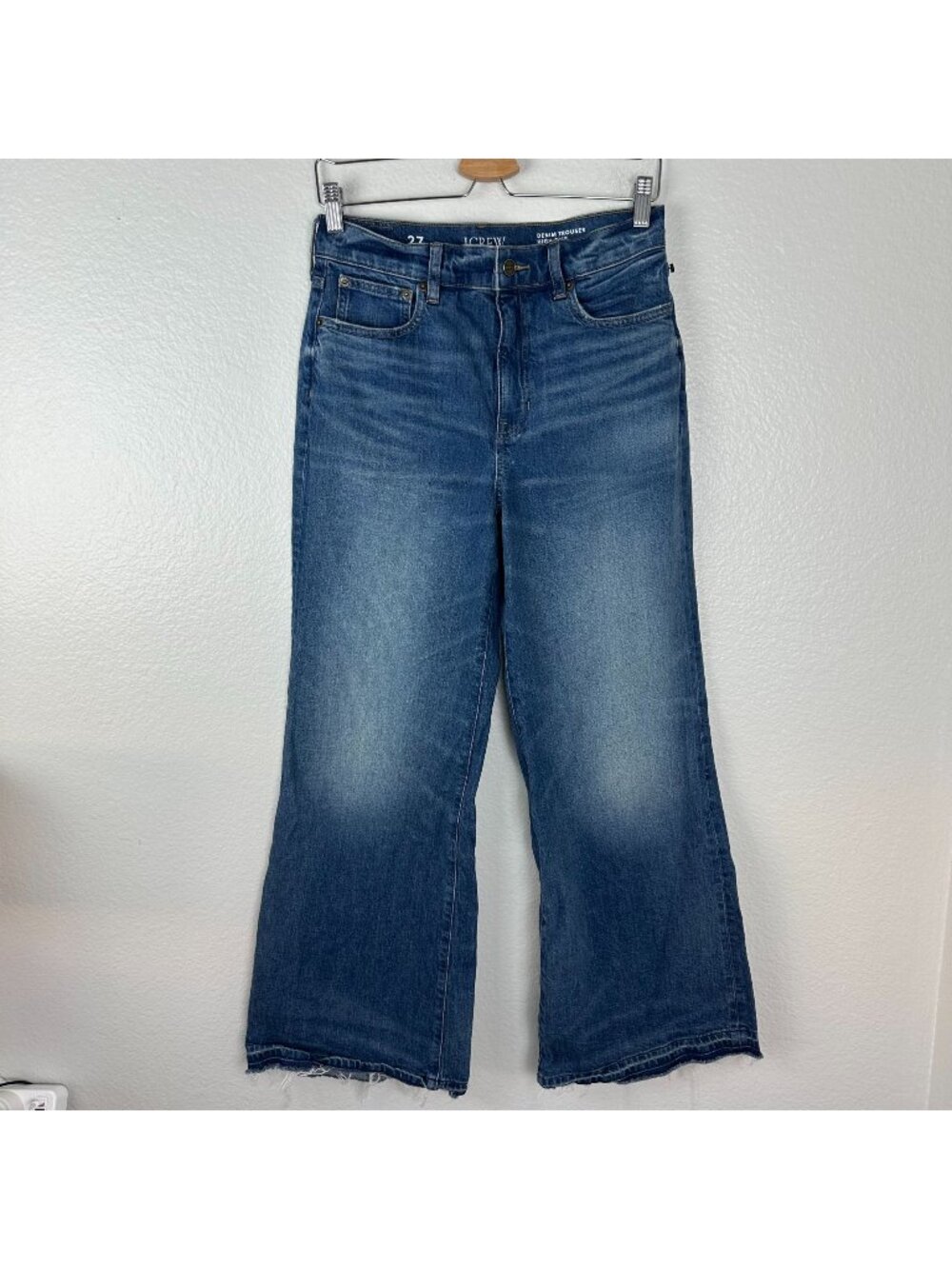 J.Crew Denim High Rise Trouser Pants 27 Boho Minimalist Contemporary Closet Stap